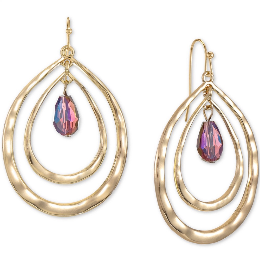 Gold Plated Hammered Dangling Earrings